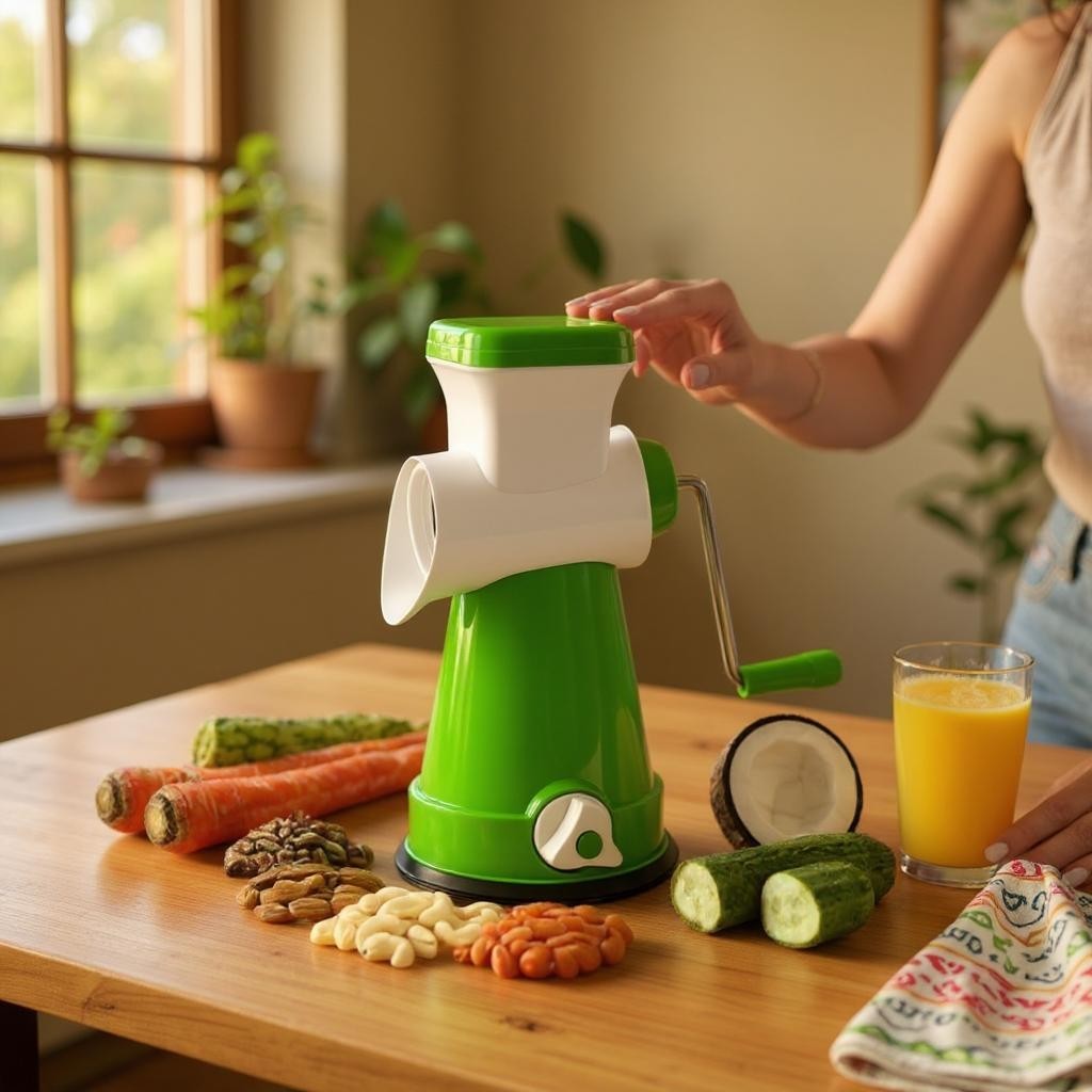 4 in 1 Drum Grater Shredder Slicer for Vegetable, Fruits, Chocolate, Dry Fruits, Salad Maker
