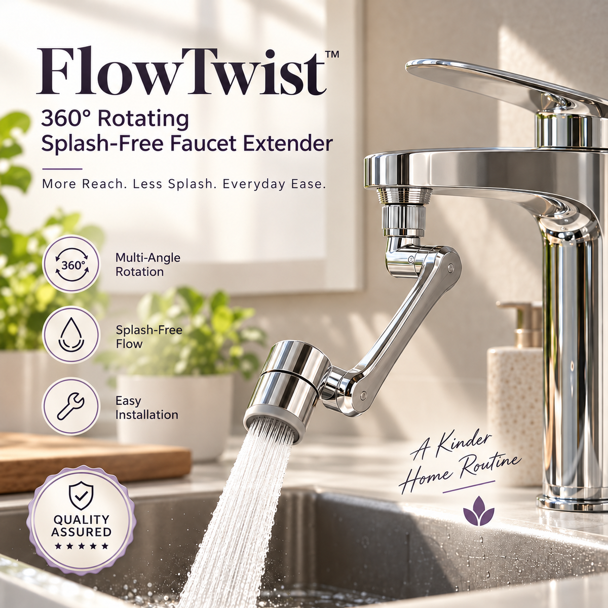 FlowTwist™ - Universal Fit 360° Rotating Faucet Extender