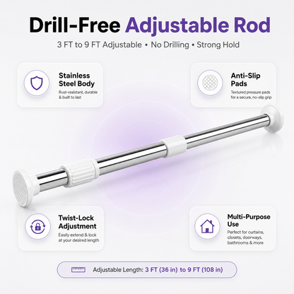 SmartFit Drill-Free Adjustable Rod