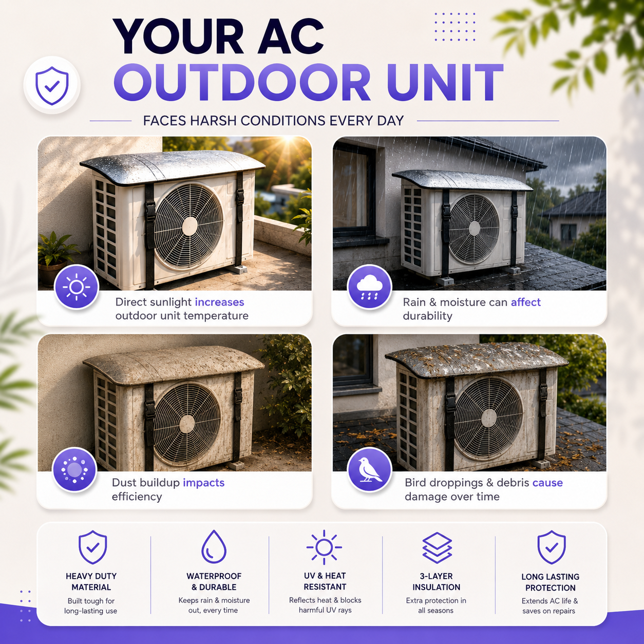 CoolGuard AC Outdoor Unit Cover– Universal Fit