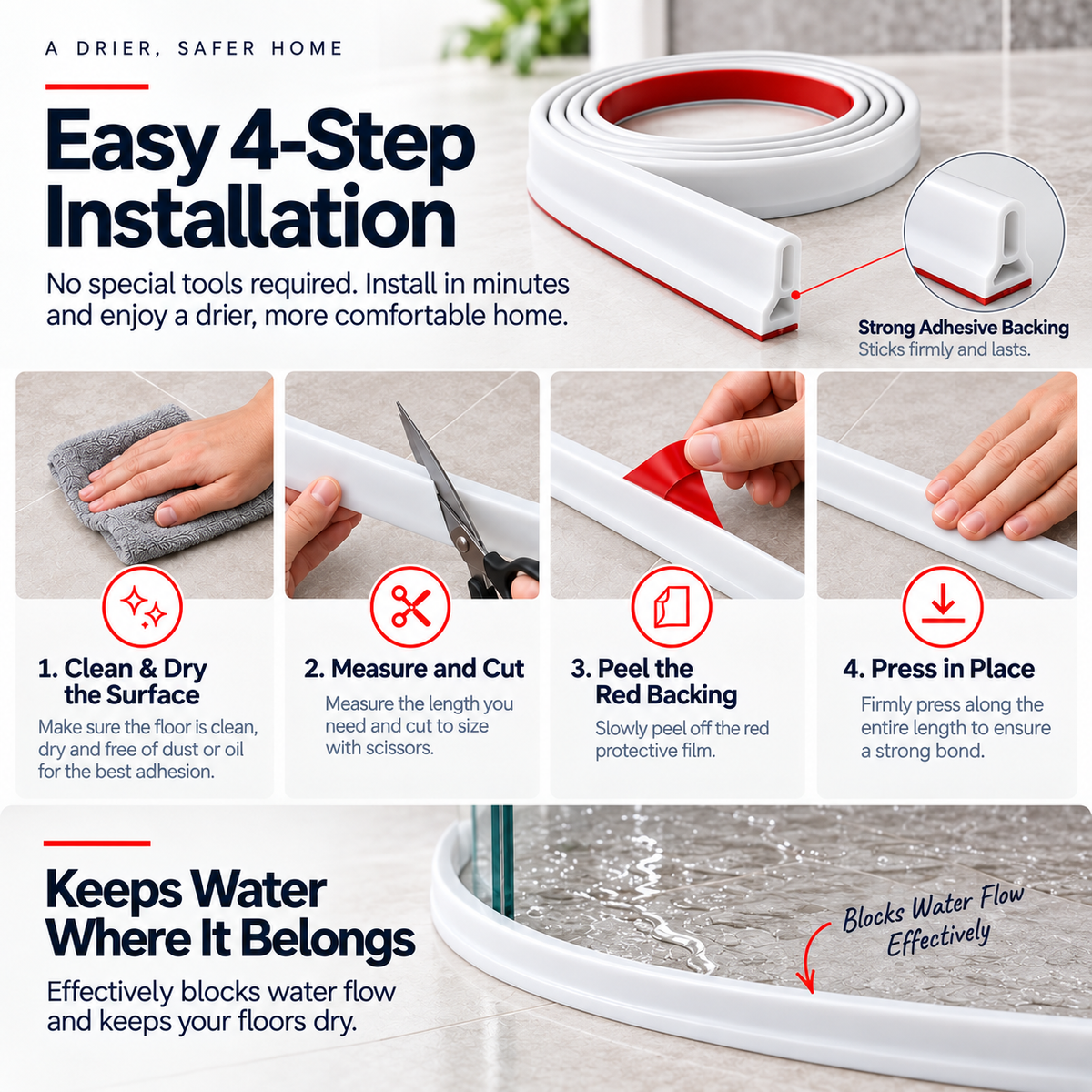 DryShield™ Flexible Silicone Water Stopper
