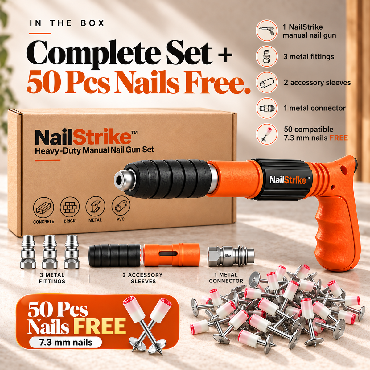 NailStrike™ Heavy-Duty Manual Nail Gun Set