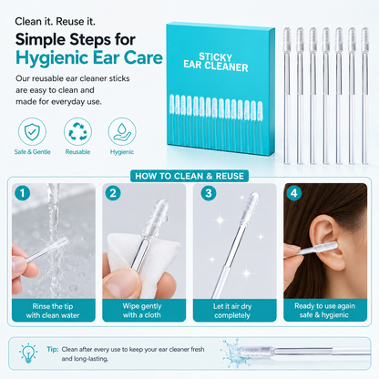 EarGlide – 24Pcs Reusable Silicone Ear Cleaner Sticks