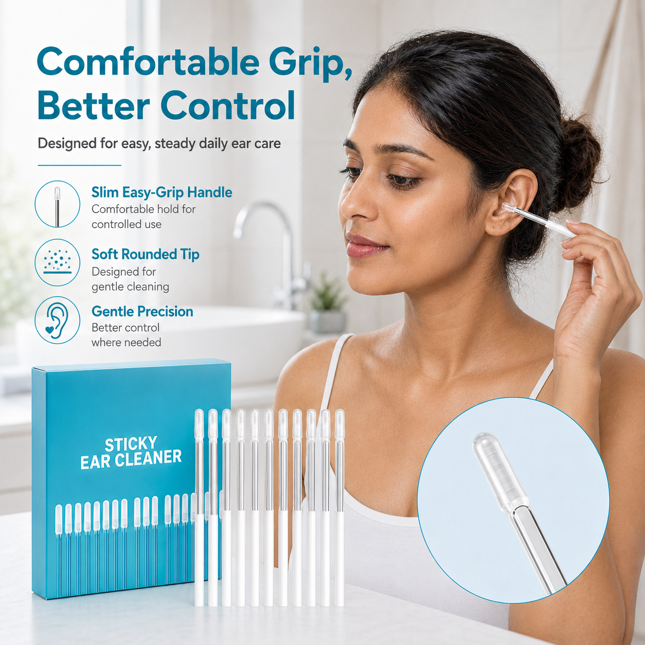 EarGlide – 24Pcs Reusable Silicone Ear Cleaner Sticks