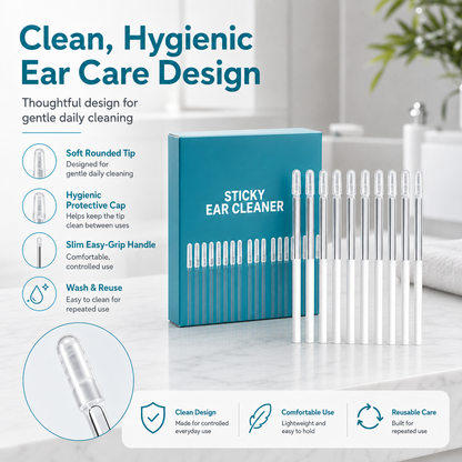 EarGlide – 24Pcs Reusable Silicone Ear Cleaner Sticks