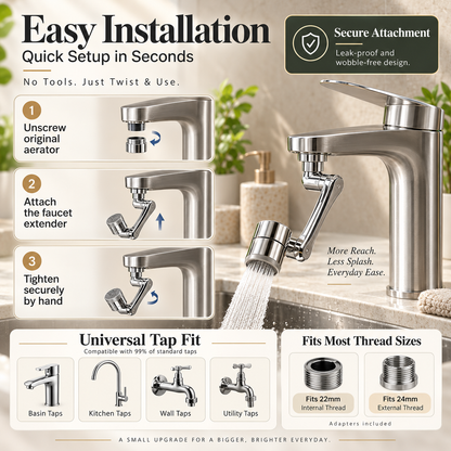 FlowTwist™ - Universal Fit 360° Rotating Faucet Extender