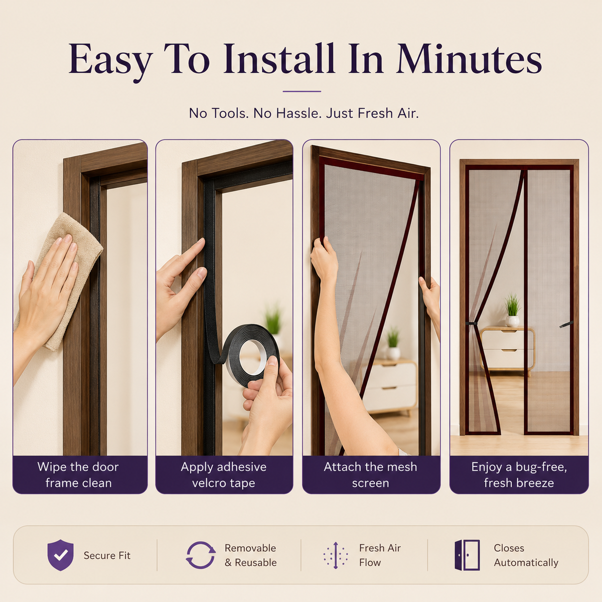 BreezeShield™ Auto-Close Magnetic Door Shield