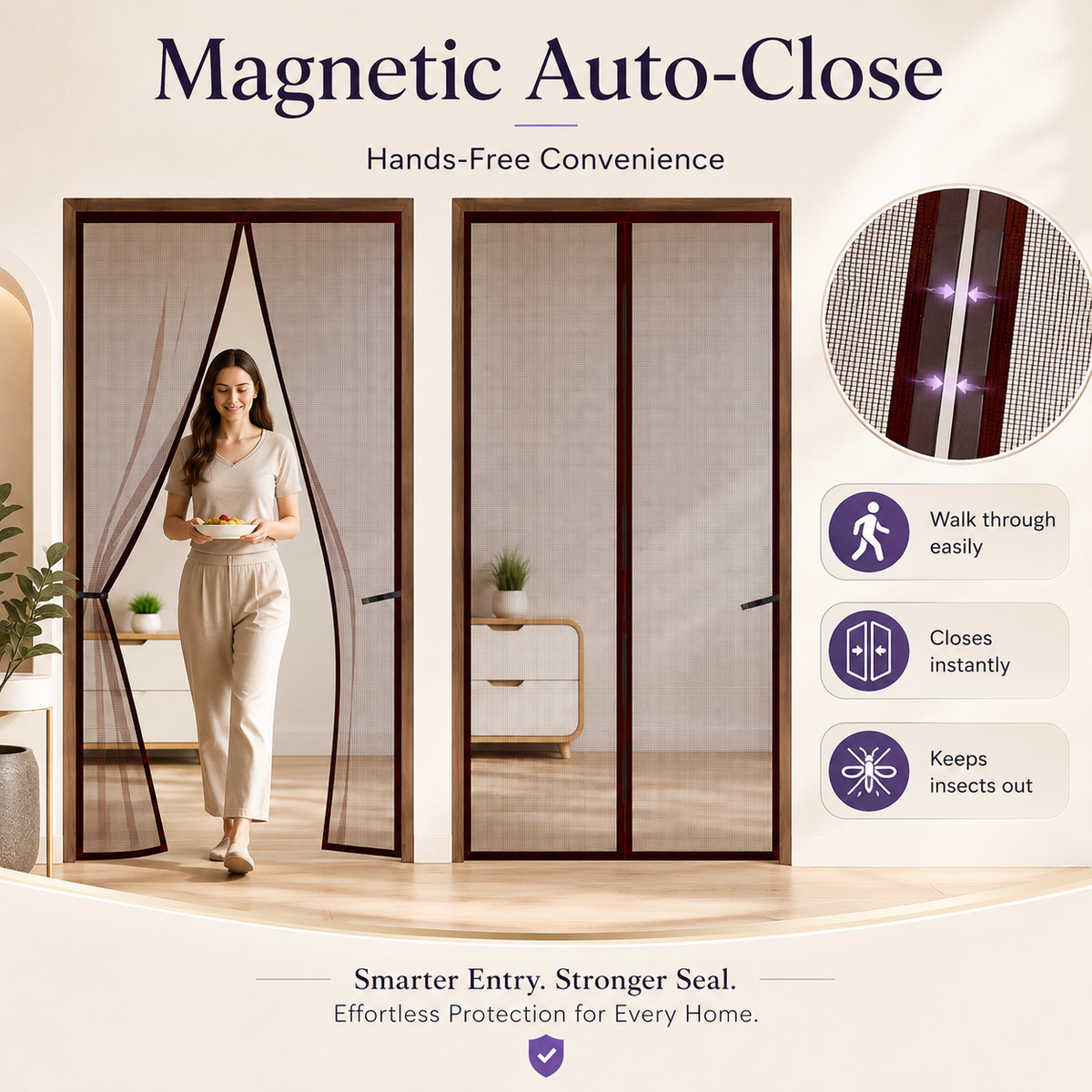 BreezeShield™ Auto-Close Magnetic Door Shield