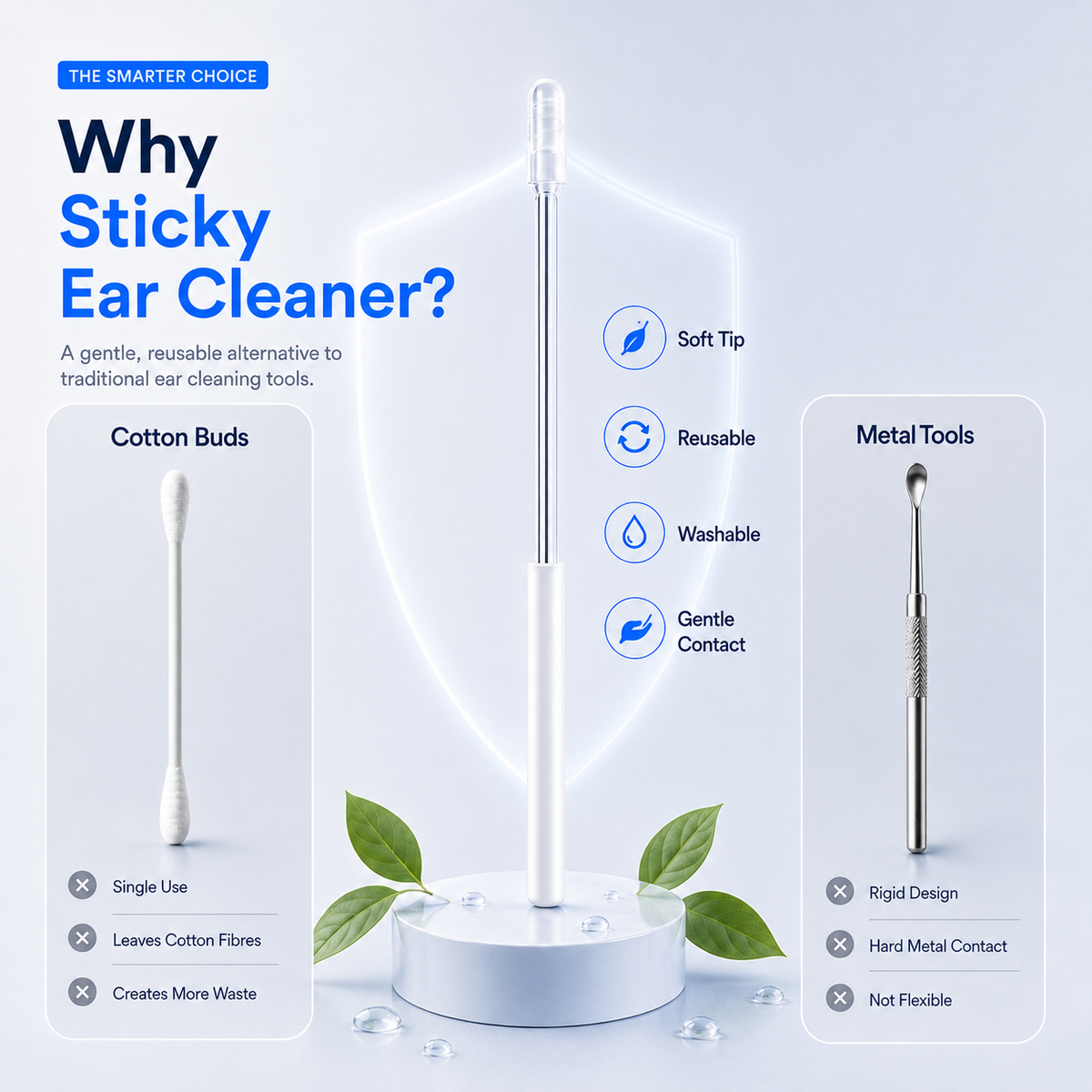 EarGlide – 24Pcs Reusable Silicone Ear Cleaner Sticks