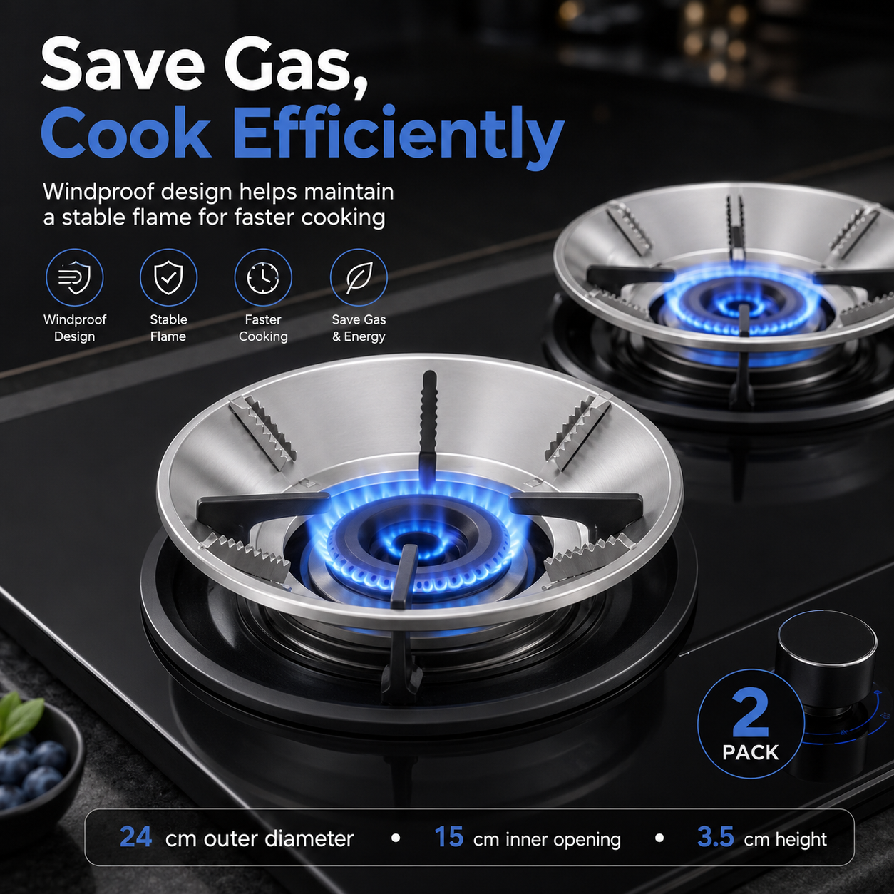 FlameGuard – Gas Saver Burner Ring (Pack of 2)