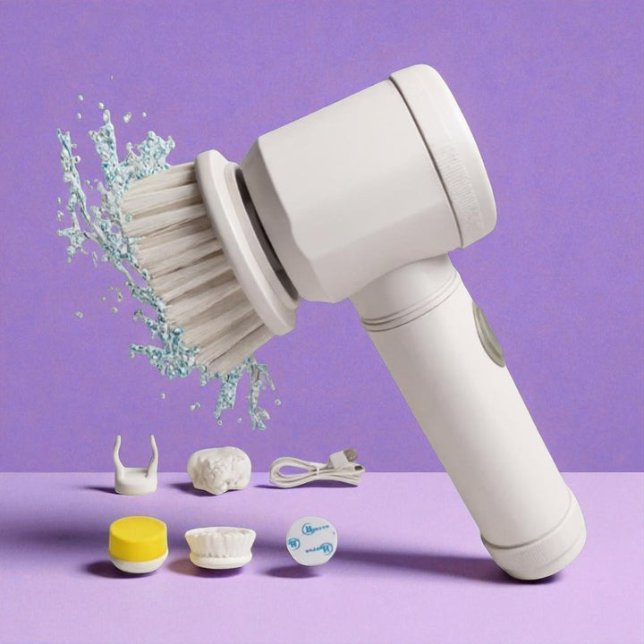 5 in 1 Handheld Bathroom Cleaning Brush Scrubber with Charging Cord
